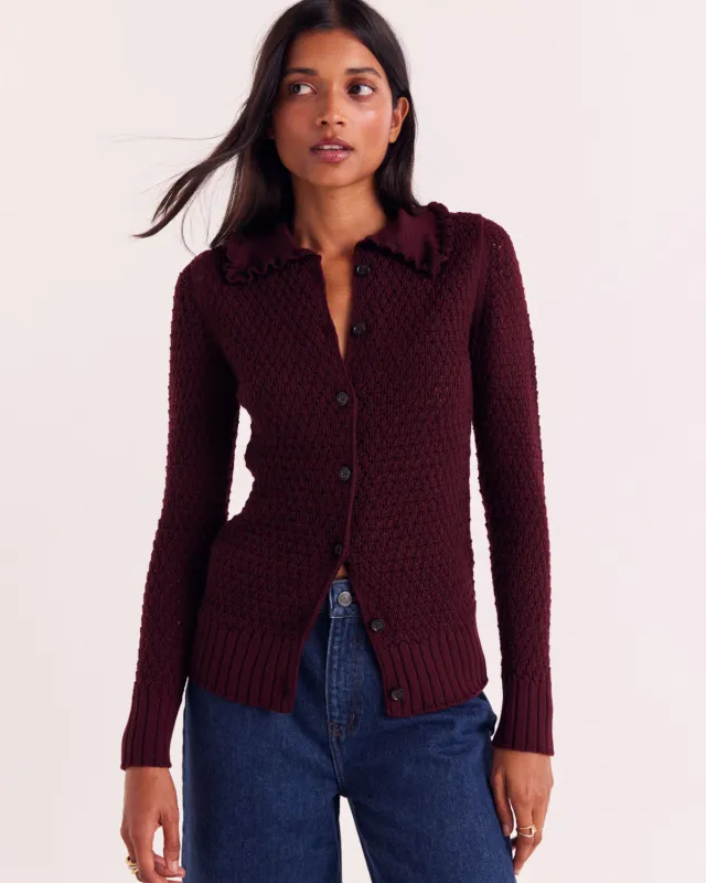 Bordeaux Héloise Cardigan sold by Balzac Paris