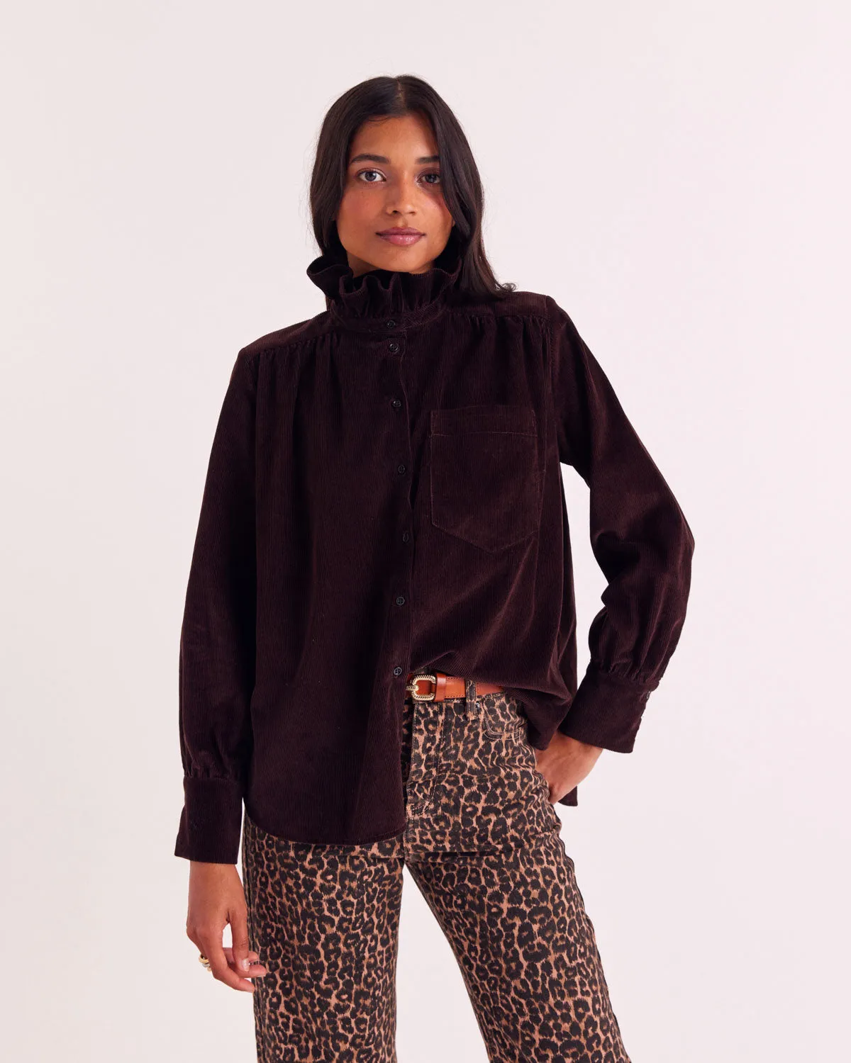 Chocolate Velvet Léonor Shirt sold by Balzac Paris