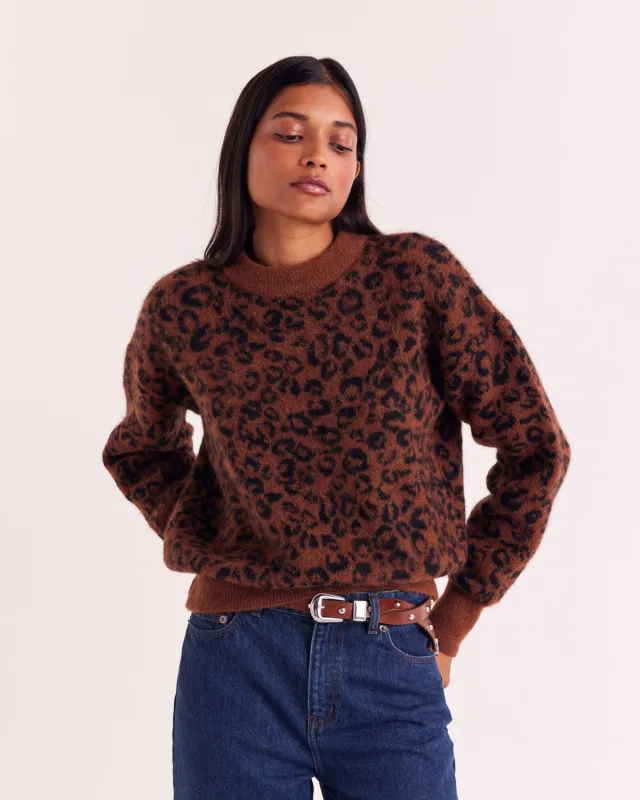 Fawn Leopard Doudou Sweater made by Balzac Paris
