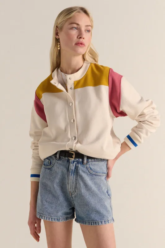 Gus ecru, orange and pink cardigan sold by Balzac Paris