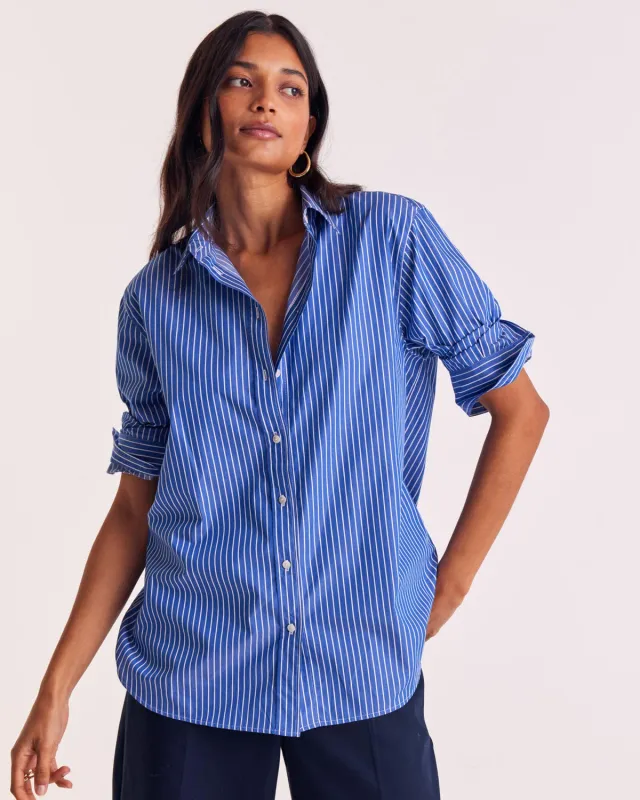 Anne shirt with blue and white stripes sold by Balzac Paris