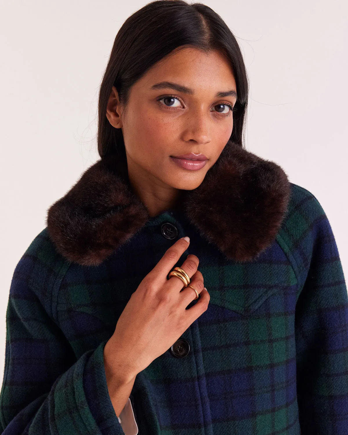 Trixie blue and green tartan coat sold by Balzac Paris product image thumbnail 4