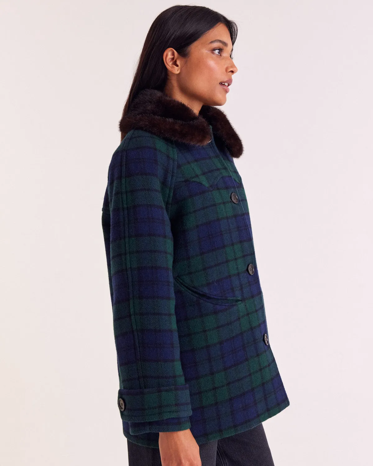 Trixie blue and green tartan coat sold by Balzac Paris product image thumbnail 3