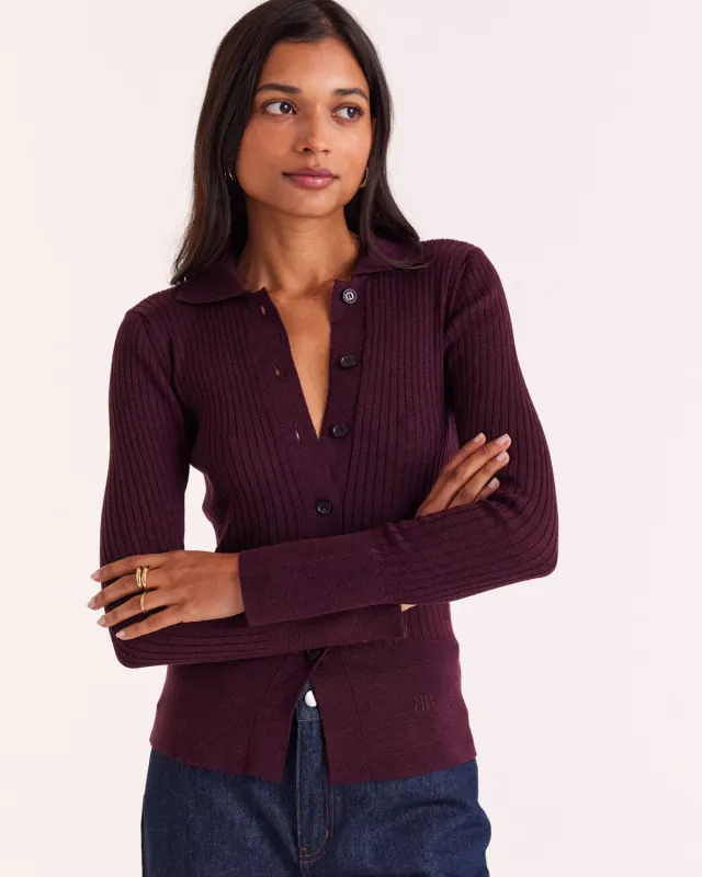 Burgundy Ombeline Cardigan sold by Balzac Paris