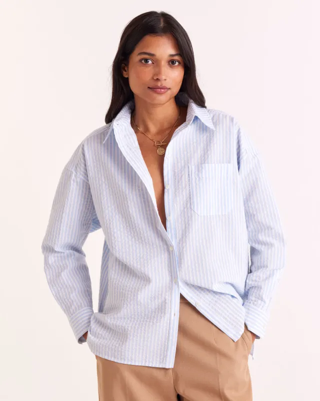 Hector sky blue striped shirt sold by Balzac Paris