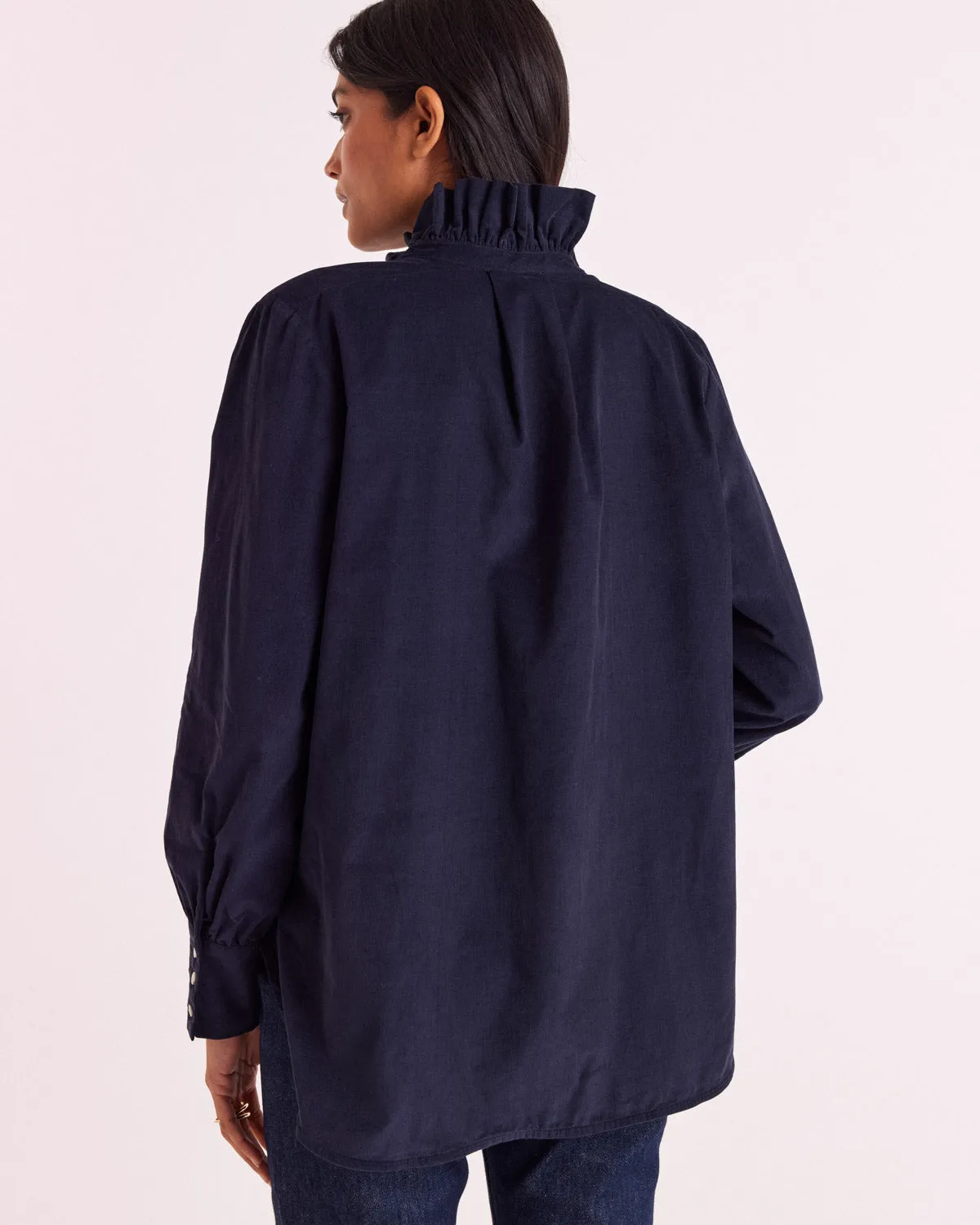 Leonor navy blue velvet shirt sold by Balzac Paris product image thumbnail 4