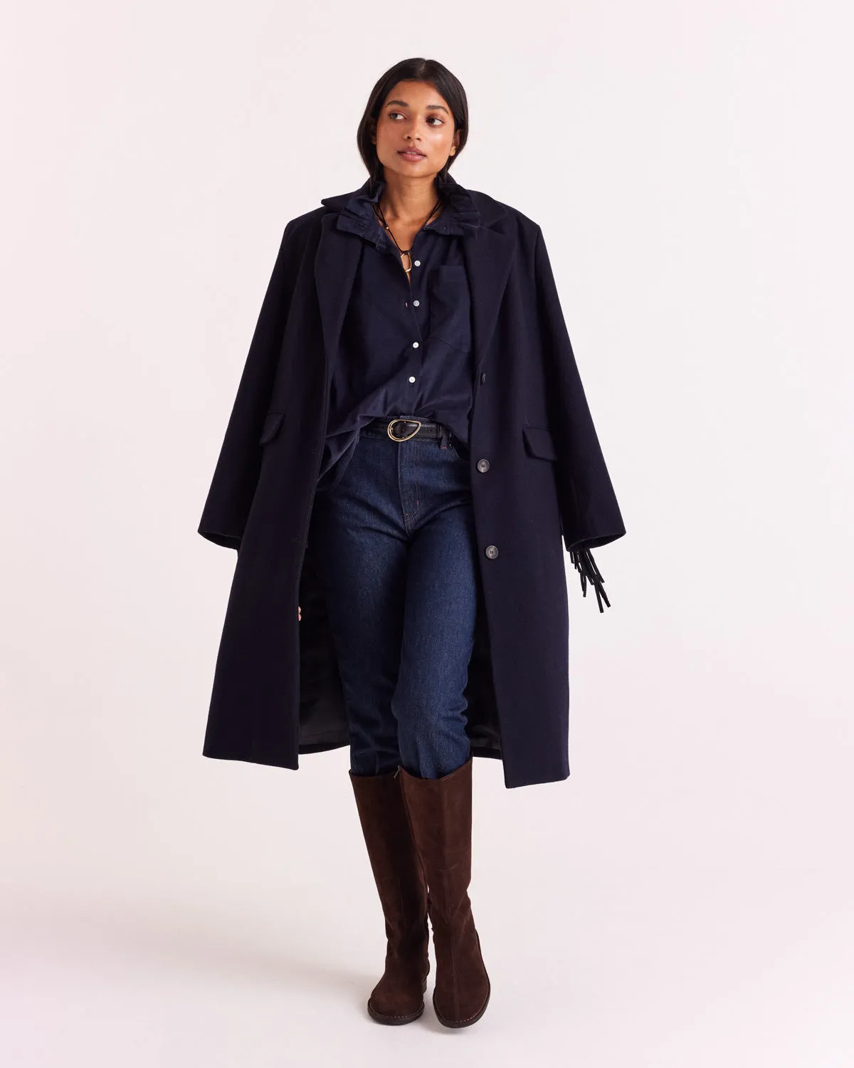 Leonor navy blue velvet shirt sold by Balzac Paris product image thumbnail 5