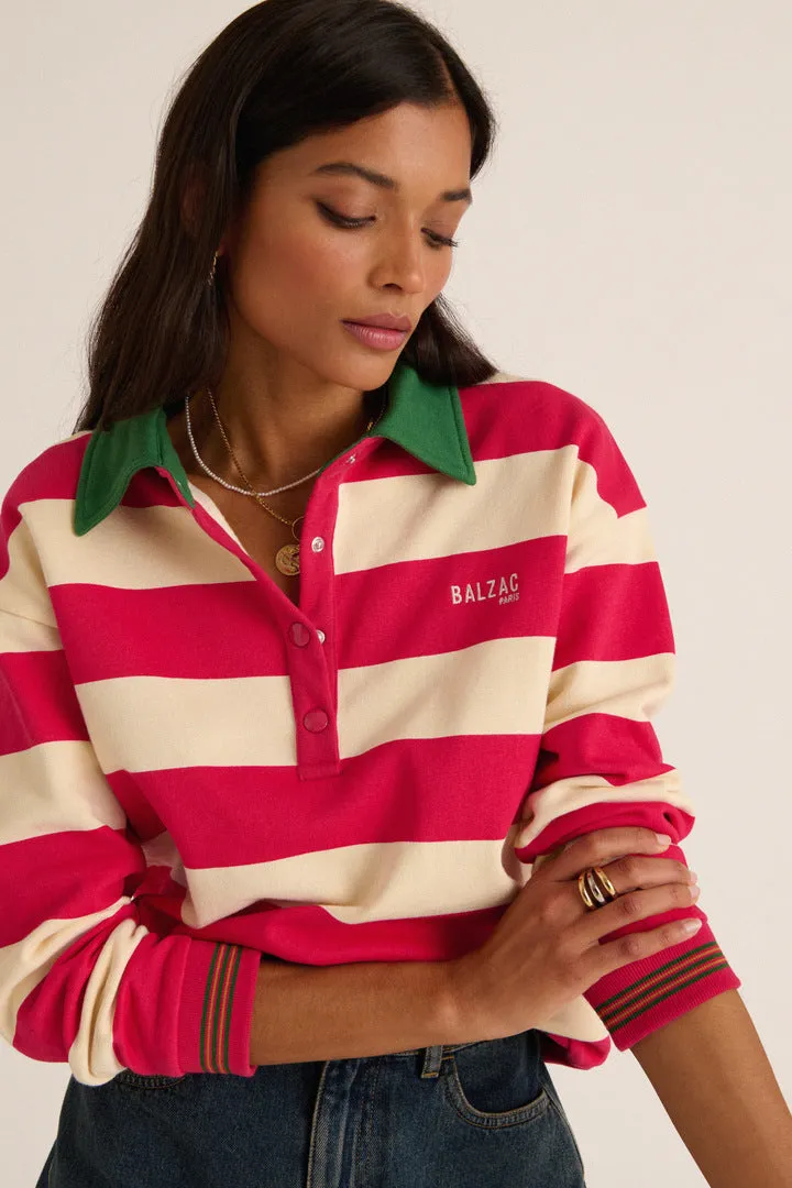 Alvar sweatshirt with pink and green stripes sold by Balzac Paris