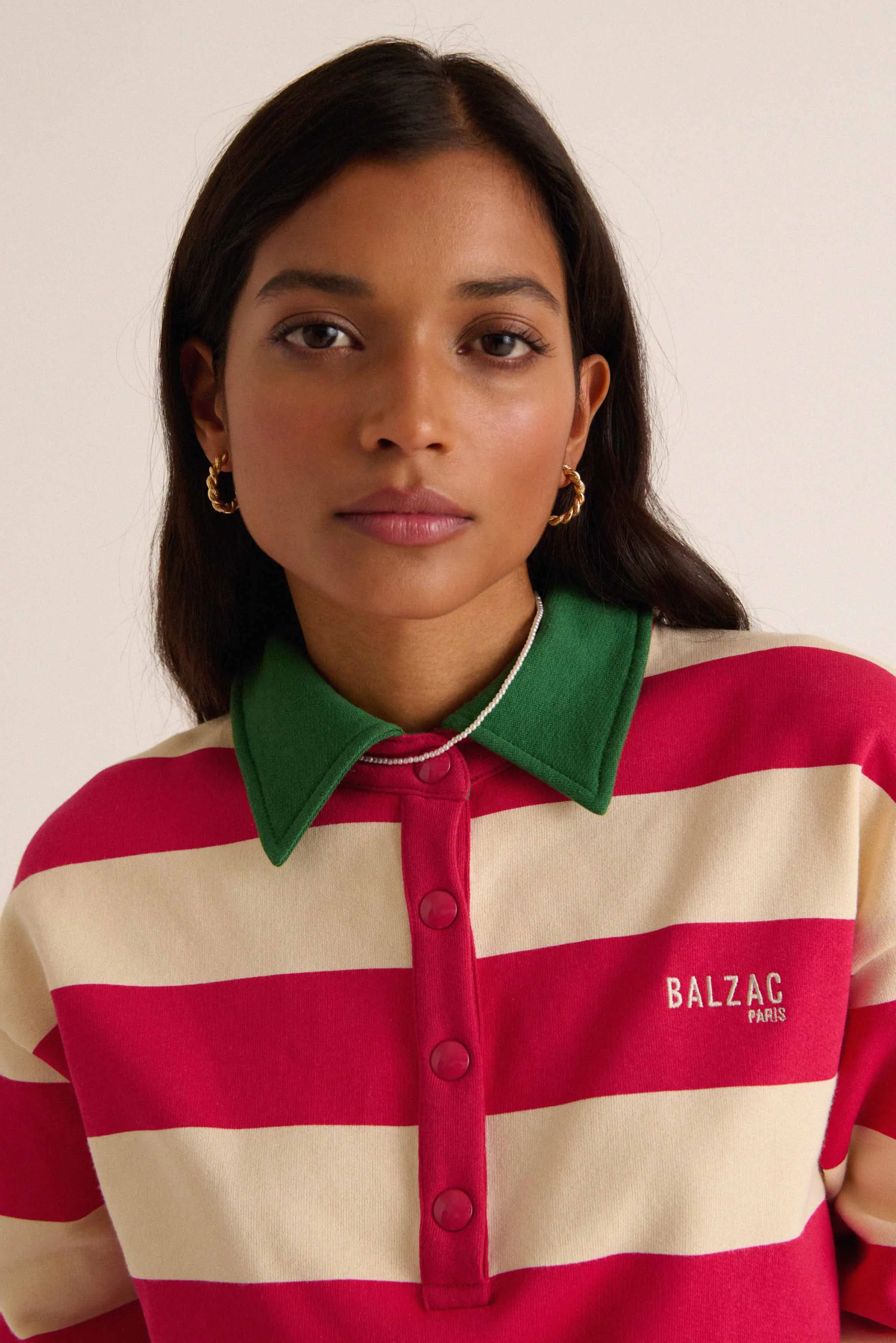Alvar sweatshirt with pink and green stripes sold by Balzac Paris product image thumbnail 2