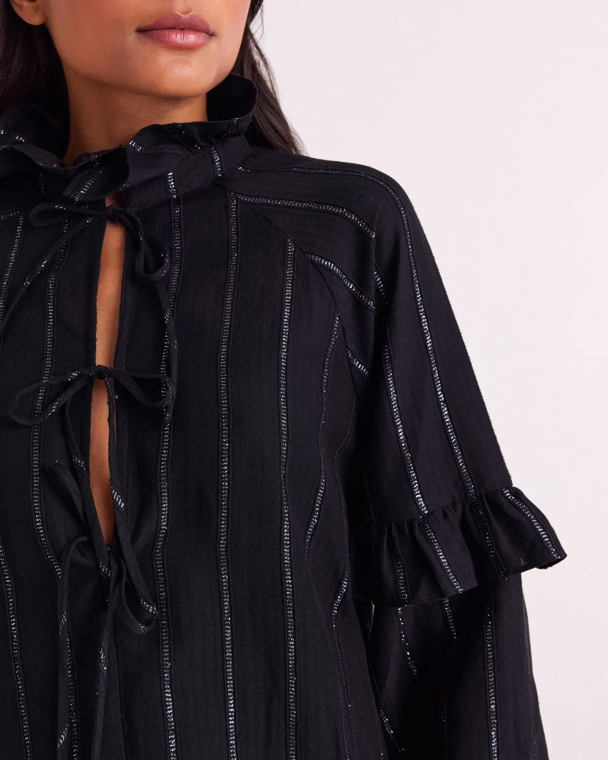 Mahault tunic with navy and silver stripes sold by Balzac Paris product image thumbnail 2