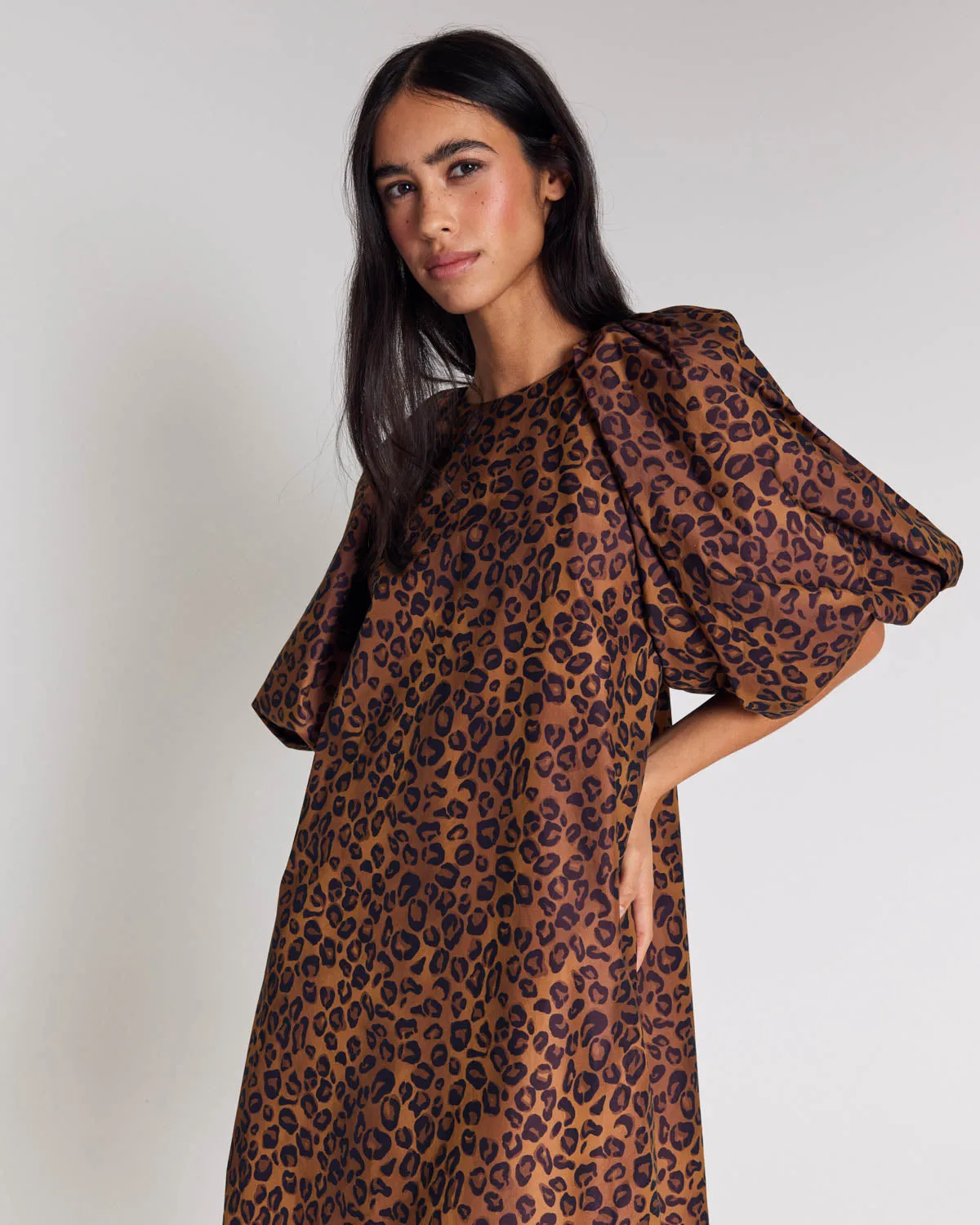 Livia dress, hazelnut leopard print sold by Balzac Paris product image thumbnail 3