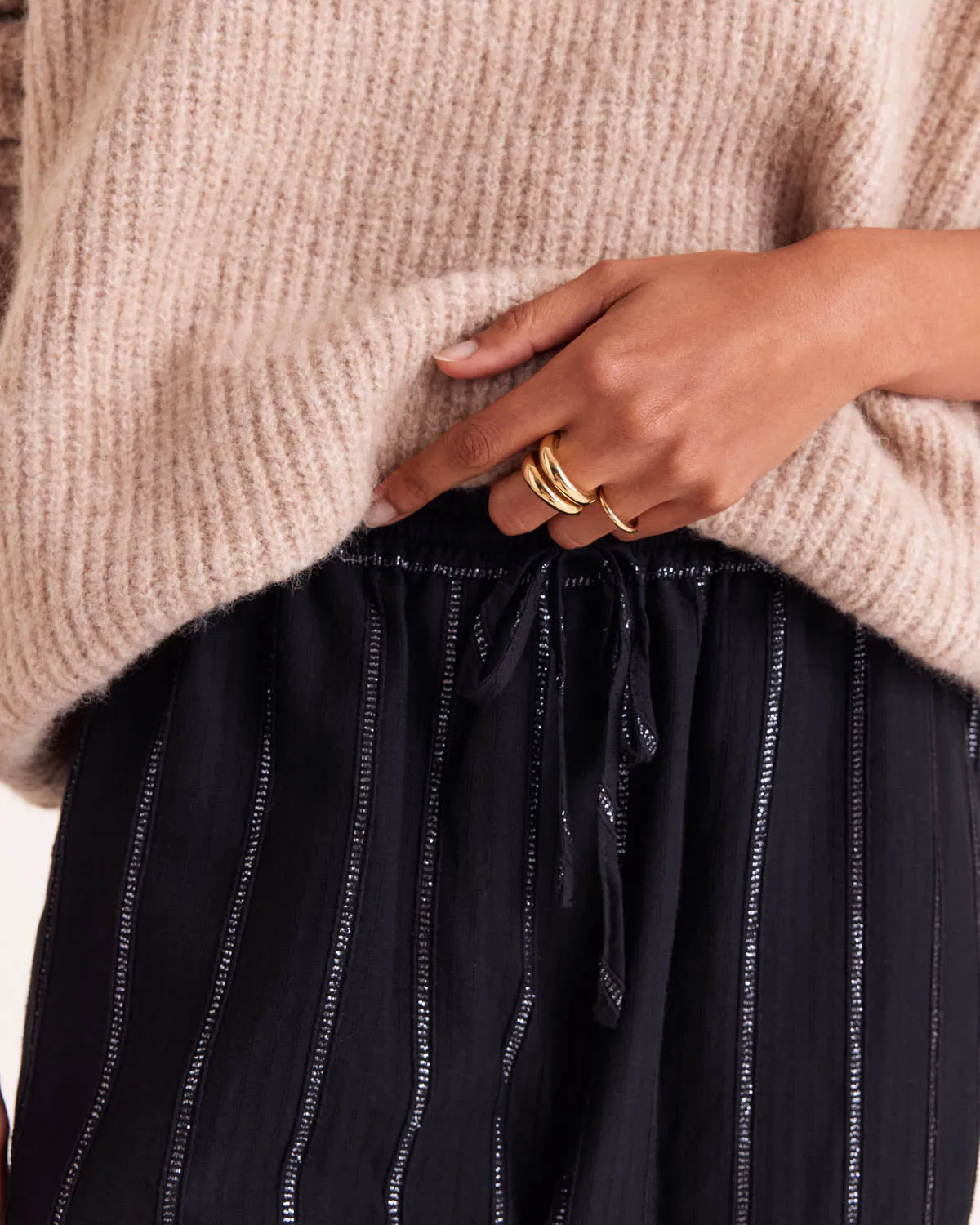 Liseanne navy and silver striped trousers sold by Balzac Paris product image thumbnail 2