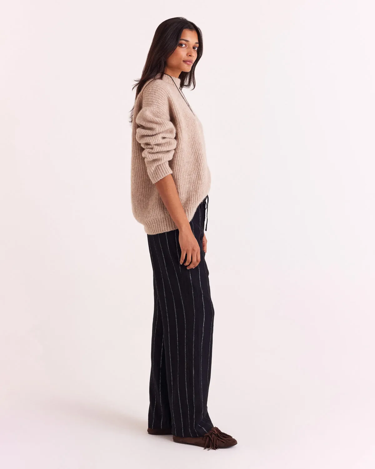 Liseanne navy and silver striped trousers sold by Balzac Paris product image thumbnail 3