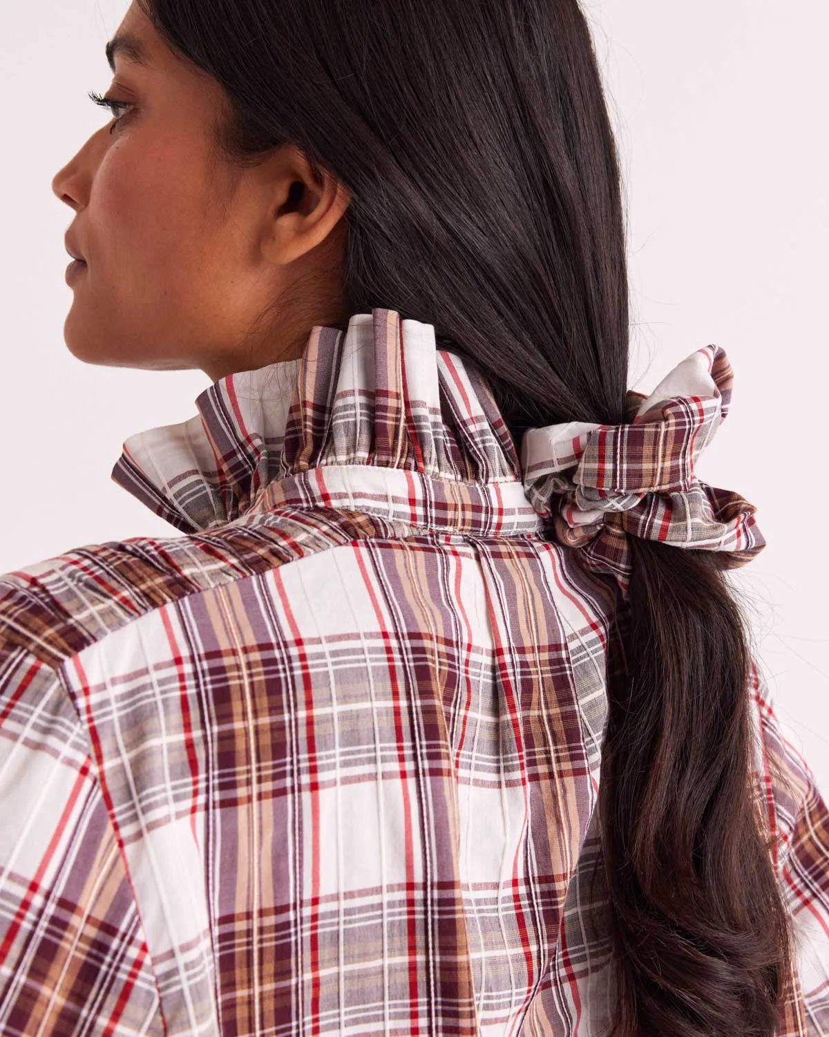 Leonor shirt in red and beige tartan sold by Balzac Paris product image thumbnail 5