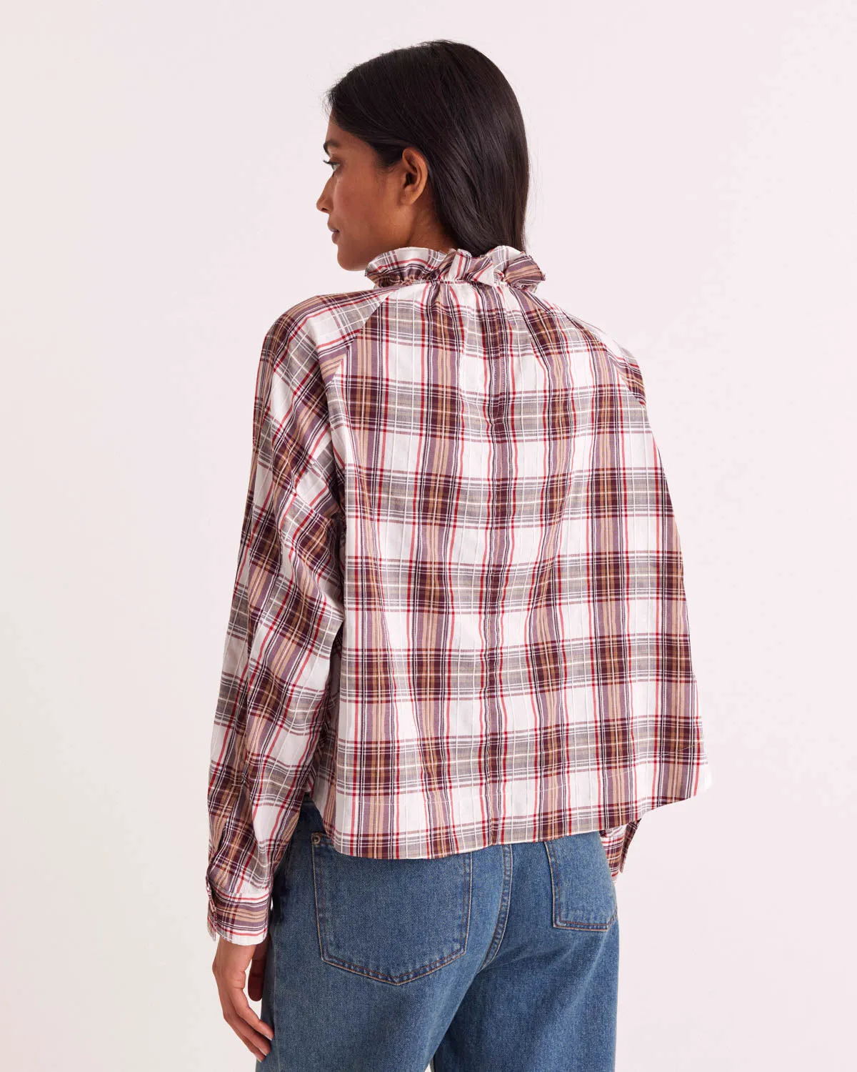 Zoelie red and beige tartan blouse sold by Balzac Paris product image thumbnail 5