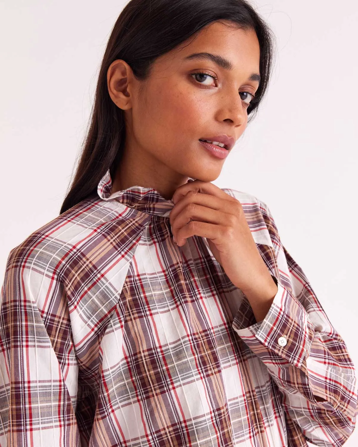 Zoelie red and beige tartan blouse sold by Balzac Paris product image thumbnail 2