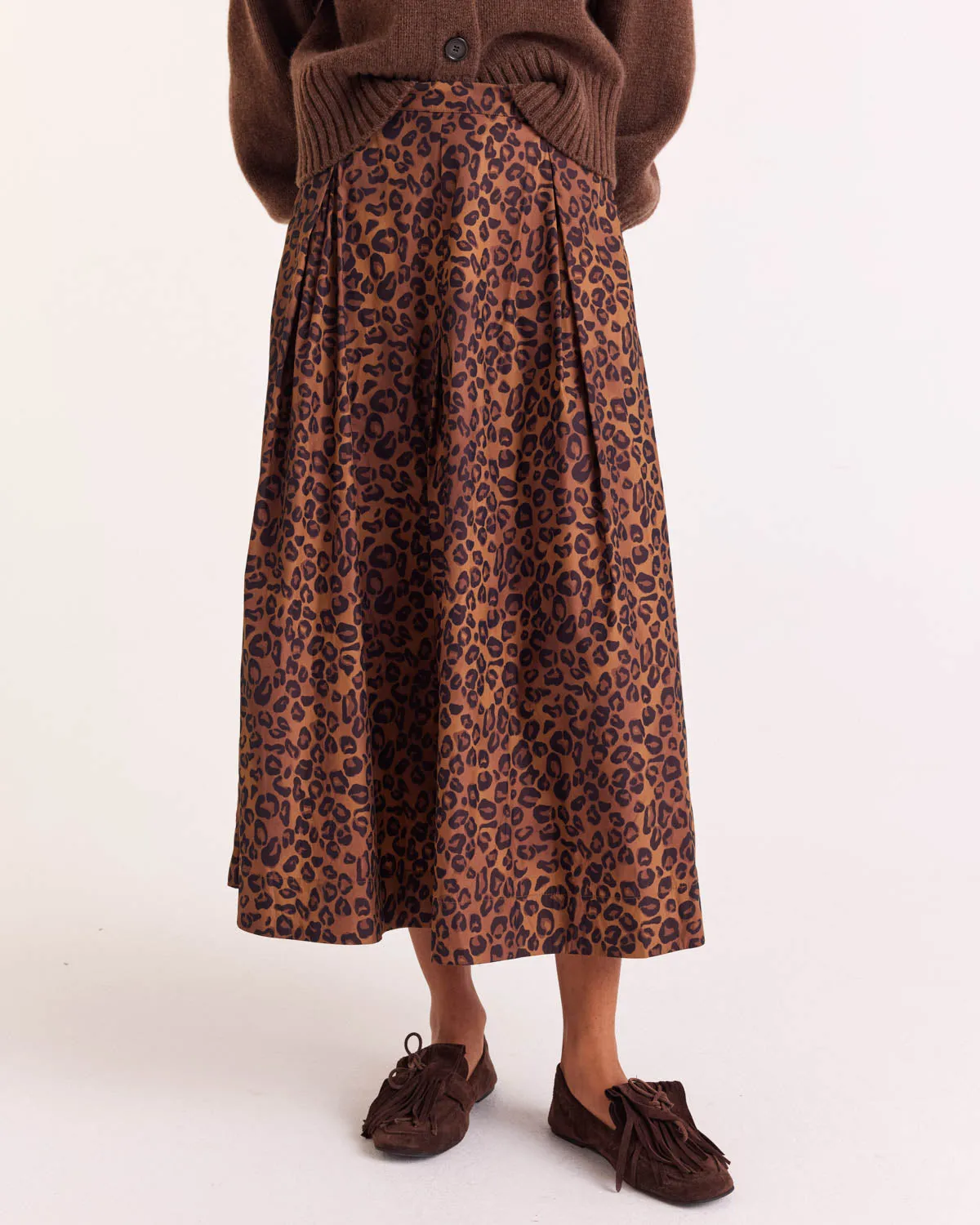 Manuela skirt, hazelnut leopard print sold by Balzac Paris
