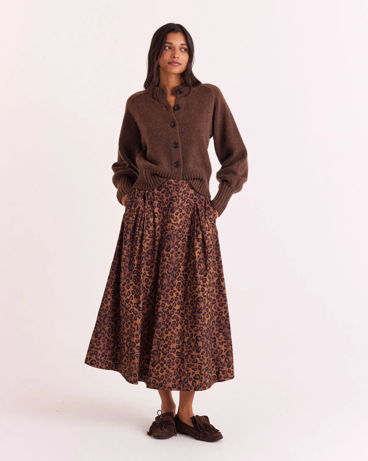 Manuela skirt, hazelnut leopard print sold by Balzac Paris product image thumbnail 2