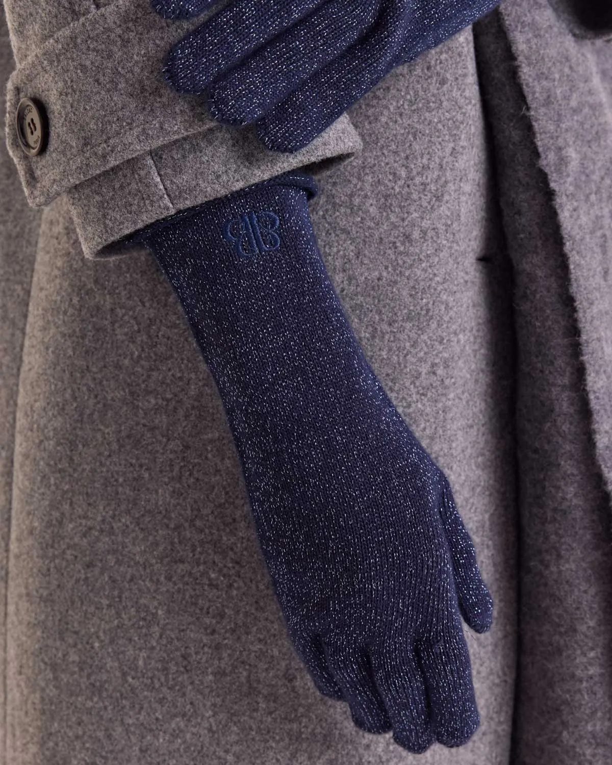 Daisy lurex navy gloves sold by Balzac Paris product image thumbnail 2