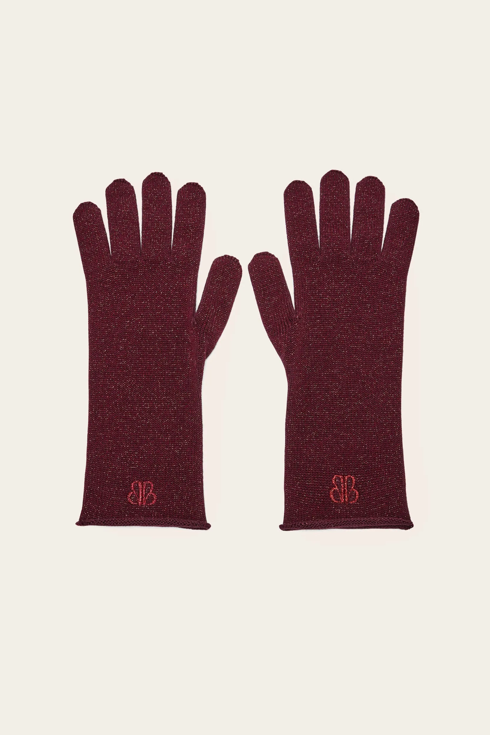 Daisy lurex burgundy gloves sold by Balzac Paris product image thumbnail 5