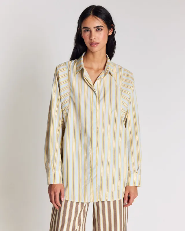 Eudes yellow and blue striped shirt sold by Balzac Paris
