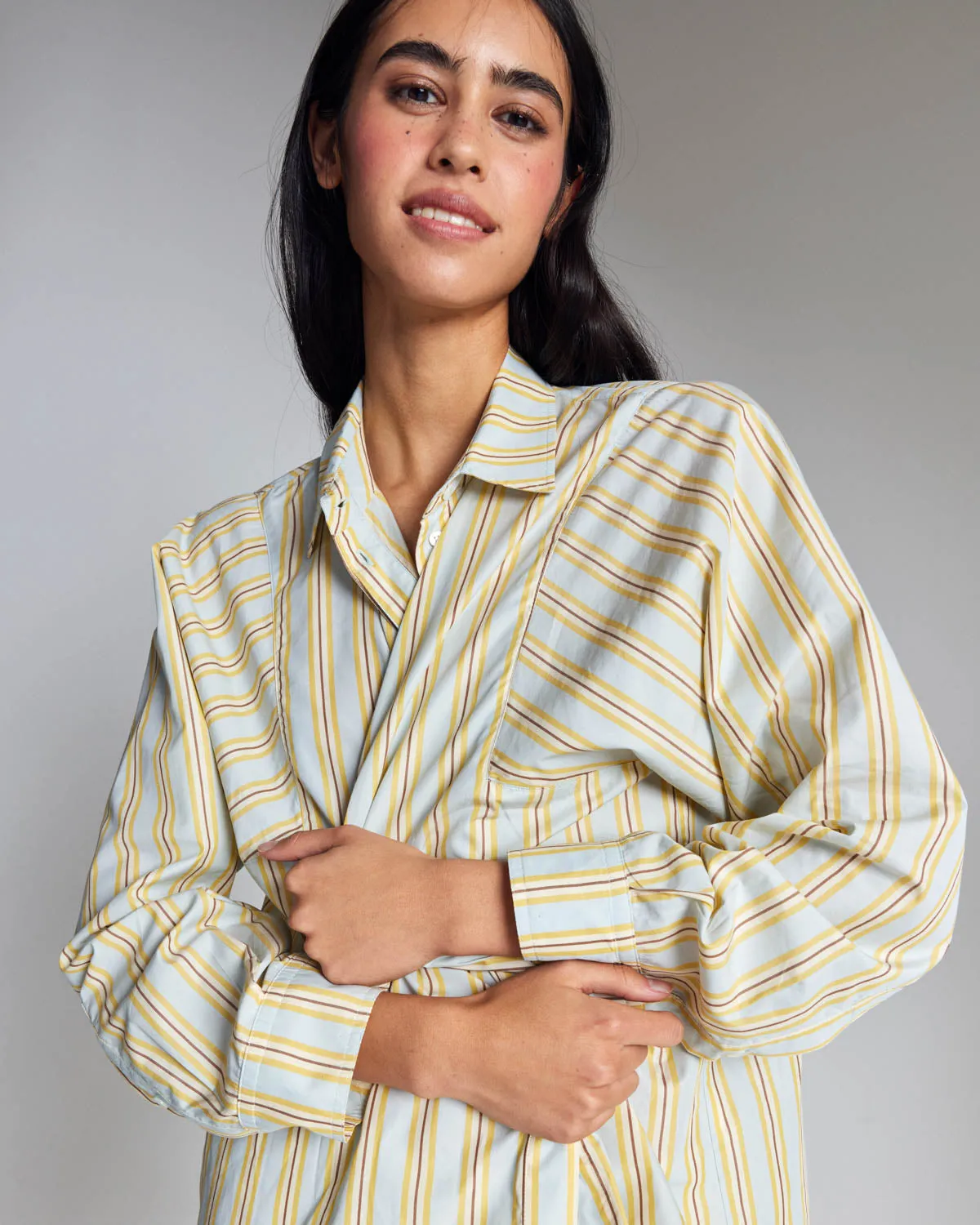 Eudes yellow and blue striped shirt sold by Balzac Paris product image thumbnail 3