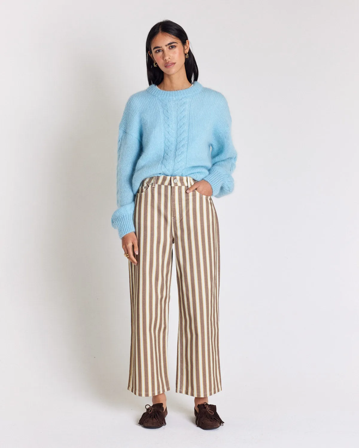Jean Roméo brown and ecru striped jeans sold by Balzac Paris product image thumbnail 3