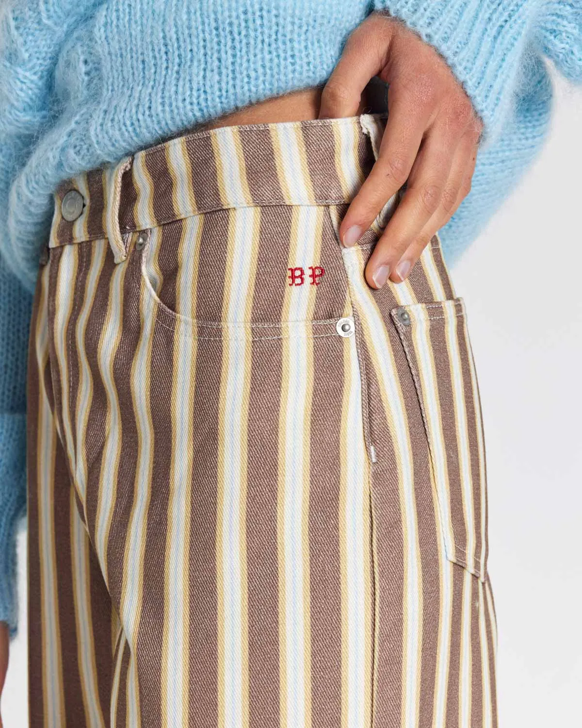 Jean Roméo brown and ecru striped jeans sold by Balzac Paris product image thumbnail 4