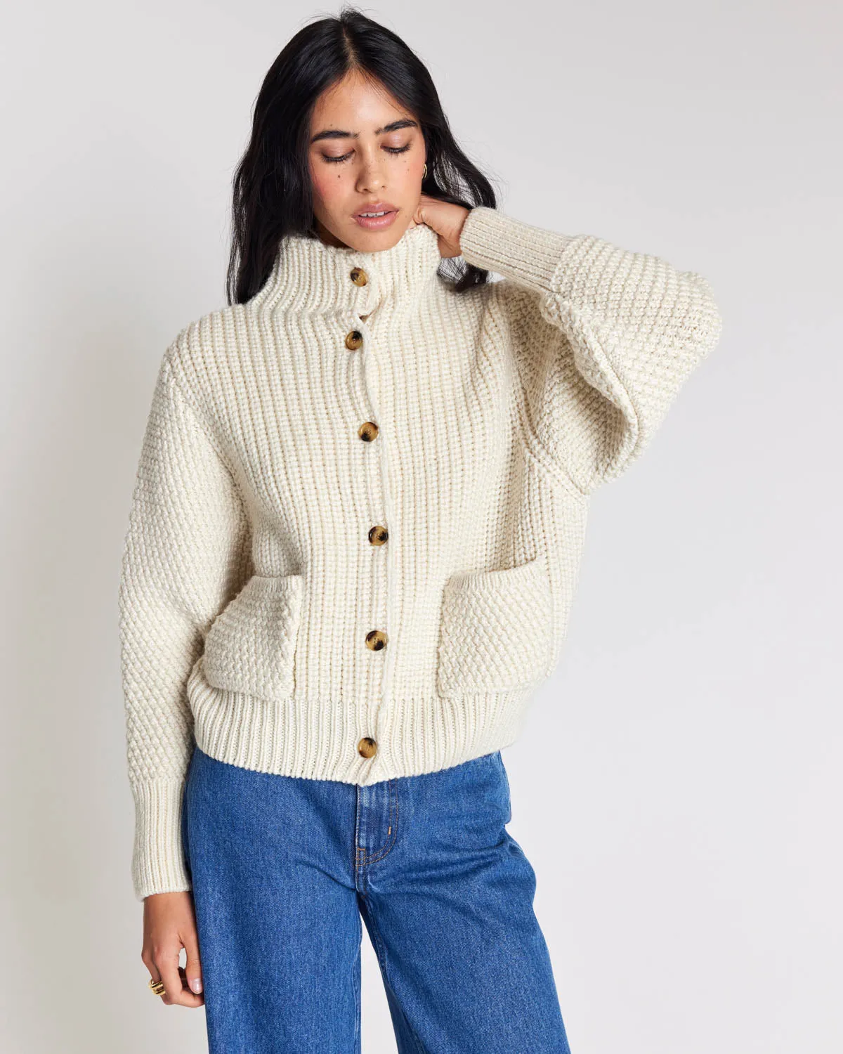 Ecru Marcel cardigan sold by Balzac Paris