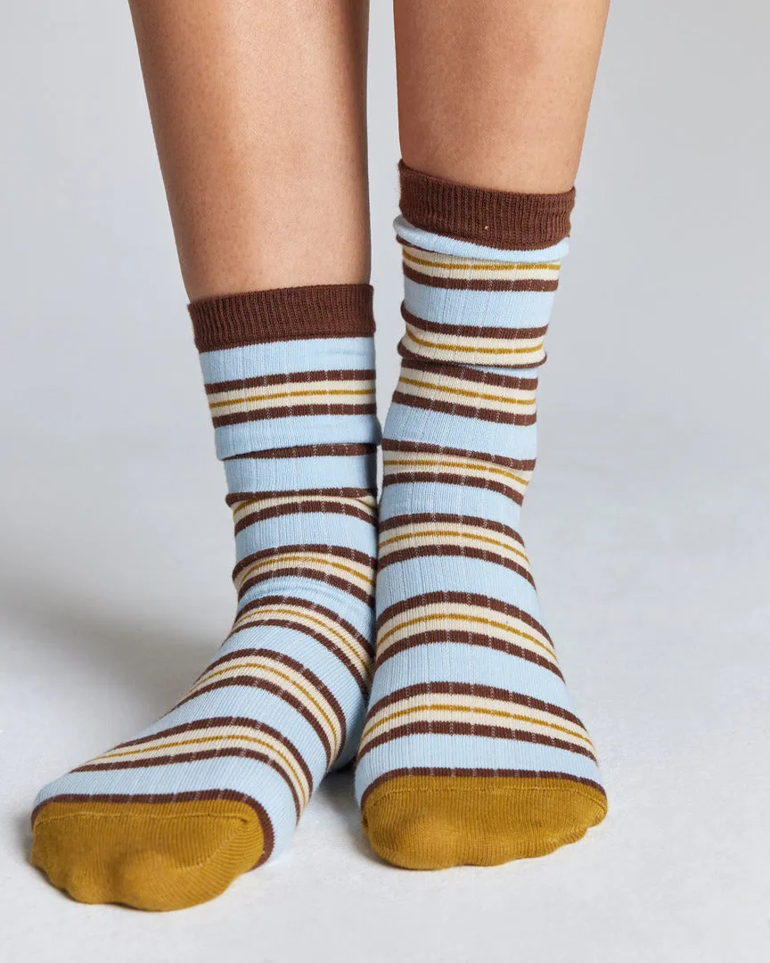 Ella socks, yellow and blue stripes sold by Balzac Paris