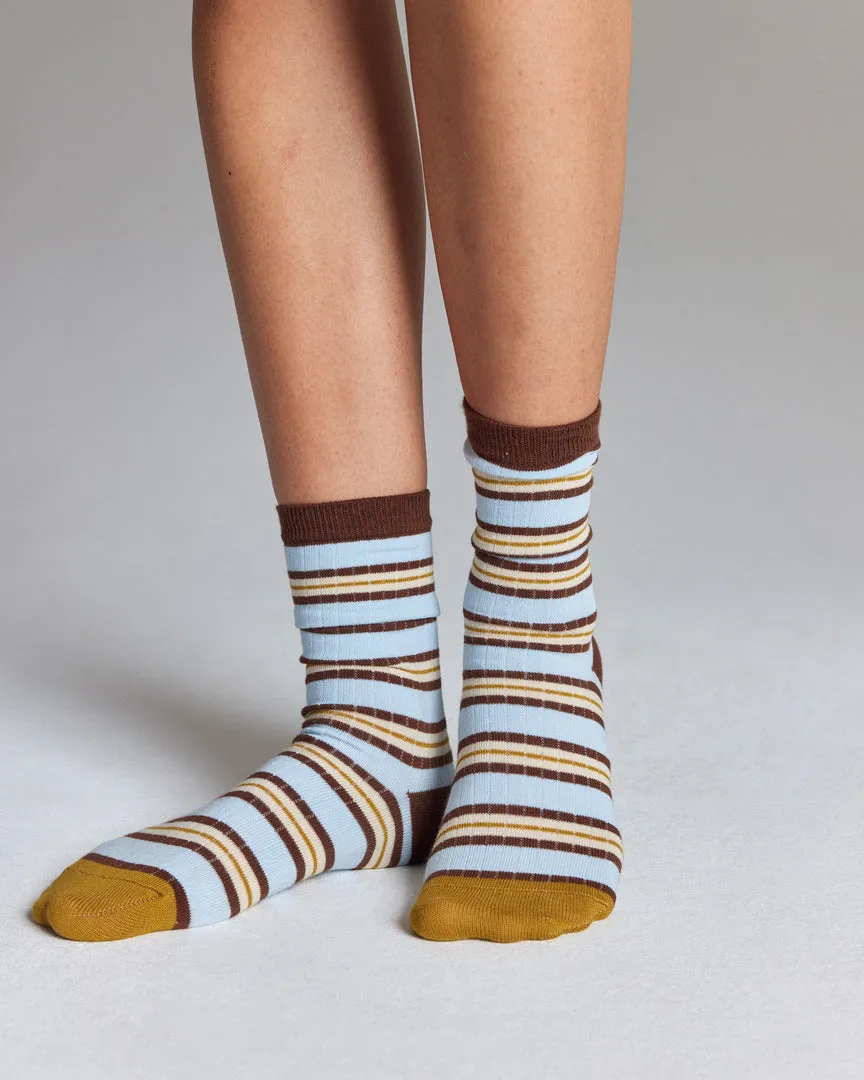 Ella socks, yellow and blue stripes sold by Balzac Paris product image thumbnail 2