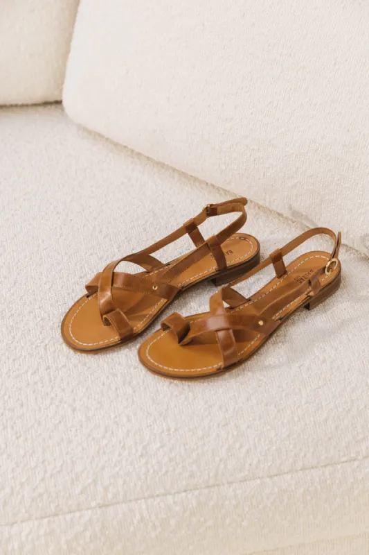 Camel heather sandals sold by Balzac Paris