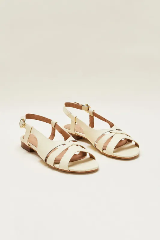 Ecru embossed Line sandals  sold by Balzac Paris