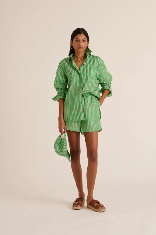 Hector shirt with green and orange stripes made by Balzac Paris