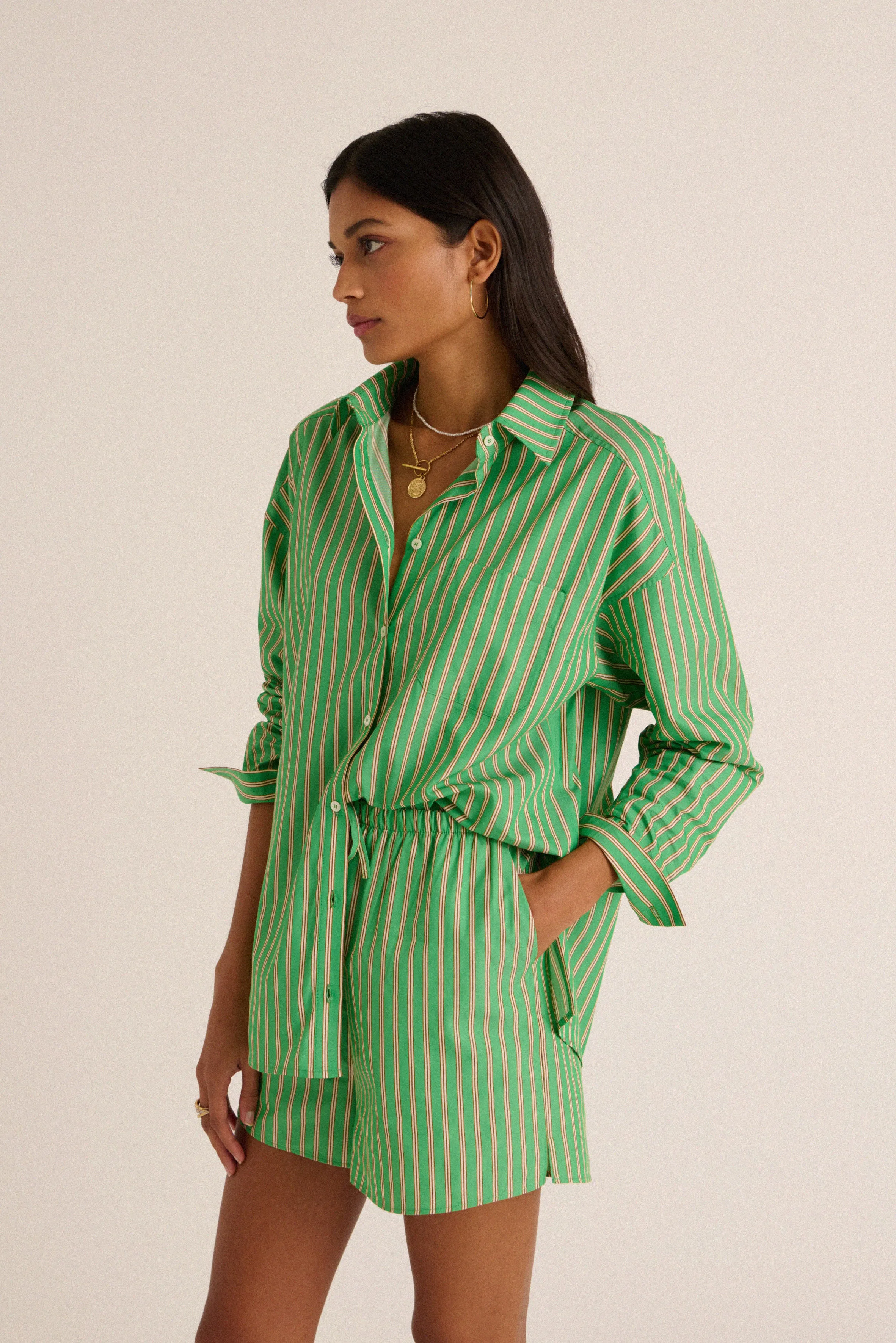 Hector shirt with green and orange stripes sold by Balzac Paris product image thumbnail 2