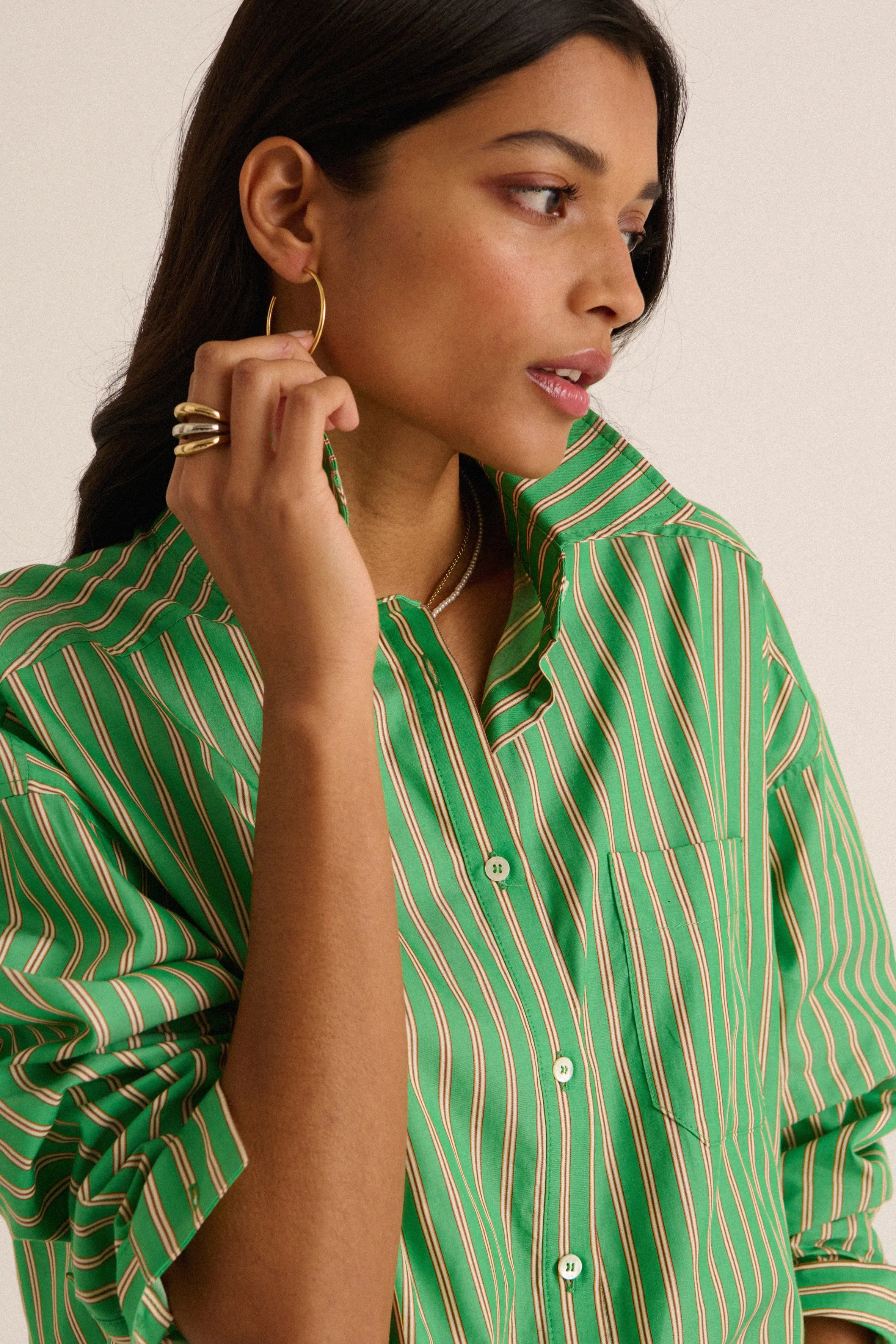Hector shirt with green and orange stripes sold by Balzac Paris product image thumbnail 5
