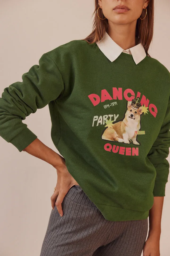 Harlow Dancing Queen fir green sweatshirt sold by Balzac Paris