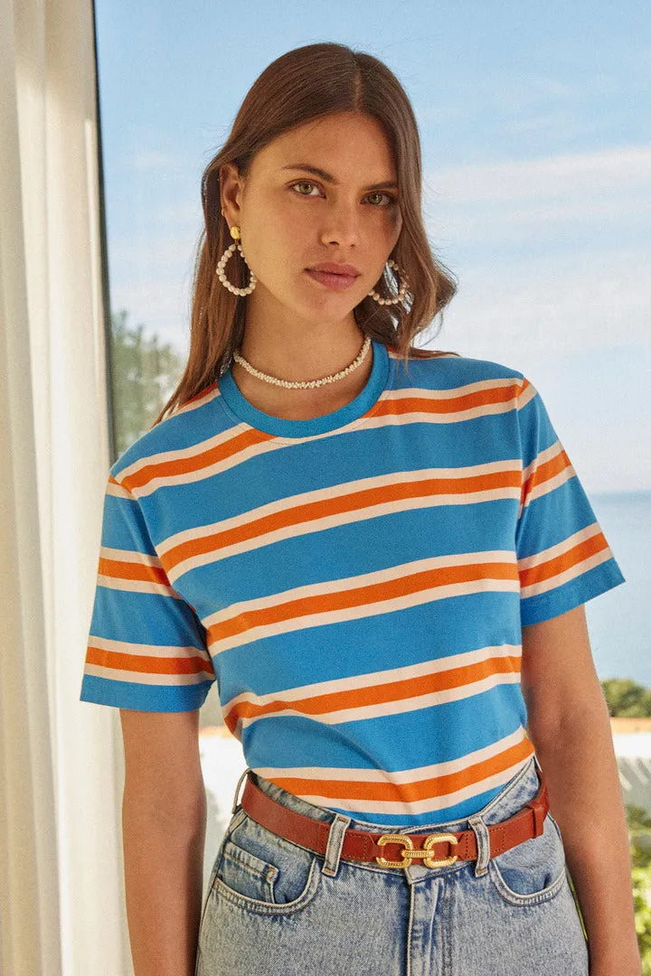 Blue and orange striped Bree T-shirt sold by Balzac Paris product image thumbnail 2