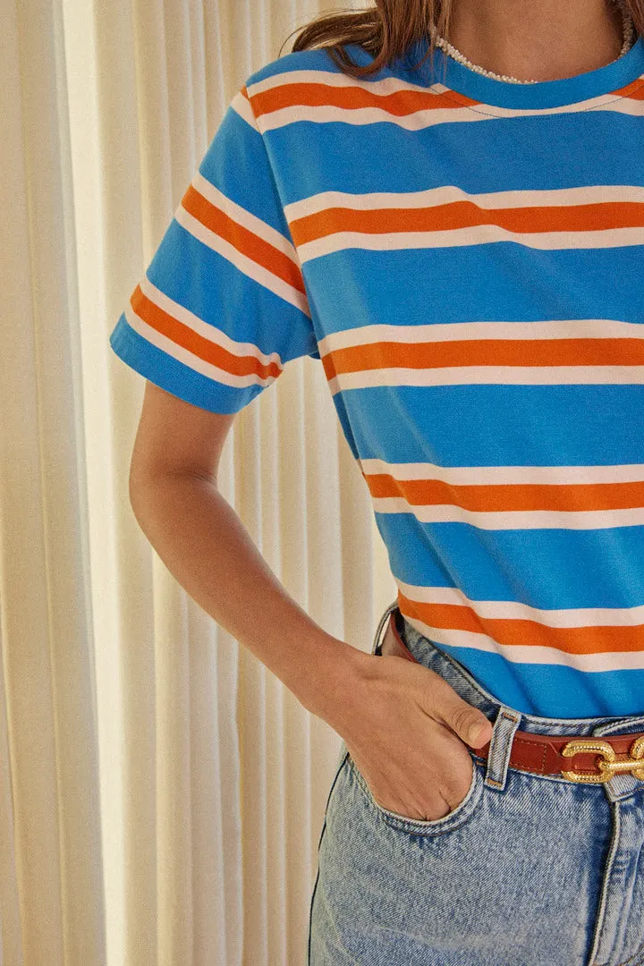 Blue and orange striped Bree T-shirt sold by Balzac Paris product image thumbnail 5