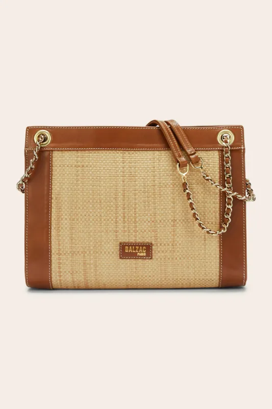 Rodin raffia and camel bag made by Balzac Paris