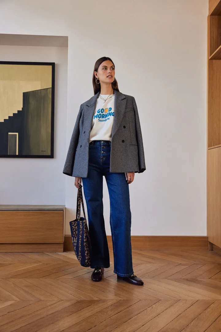 Navy and leopard striped tote bag sold by Balzac Paris product image thumbnail 4