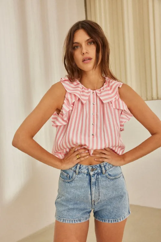 Pink striped Joly blouse sold by Balzac Paris