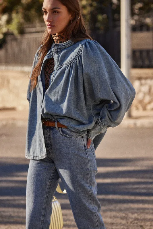 Ice blue Apolline blouse sold by Balzac Paris