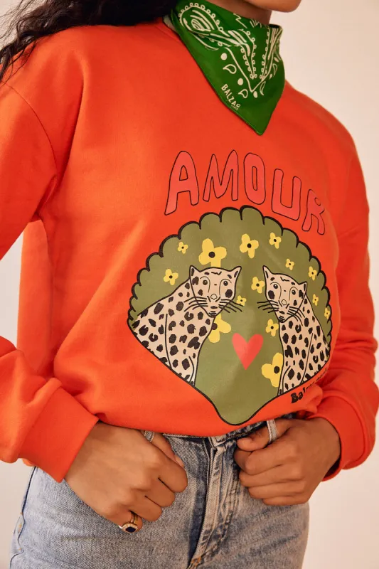 Harlow Sweatshirt Leo Love Orange made by Balzac Paris