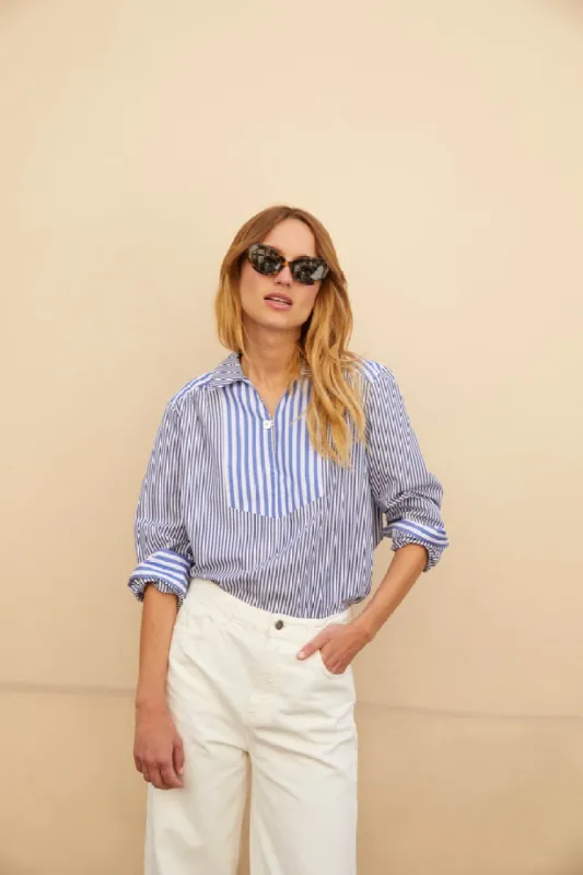 Lucky blue and white striped blouse sold by Balzac Paris