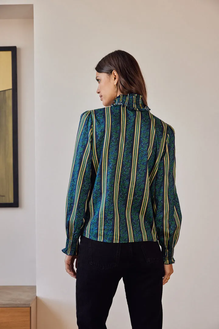 Une Fois blouse with blue bouquet print sold by Balzac Paris product image thumbnail 4