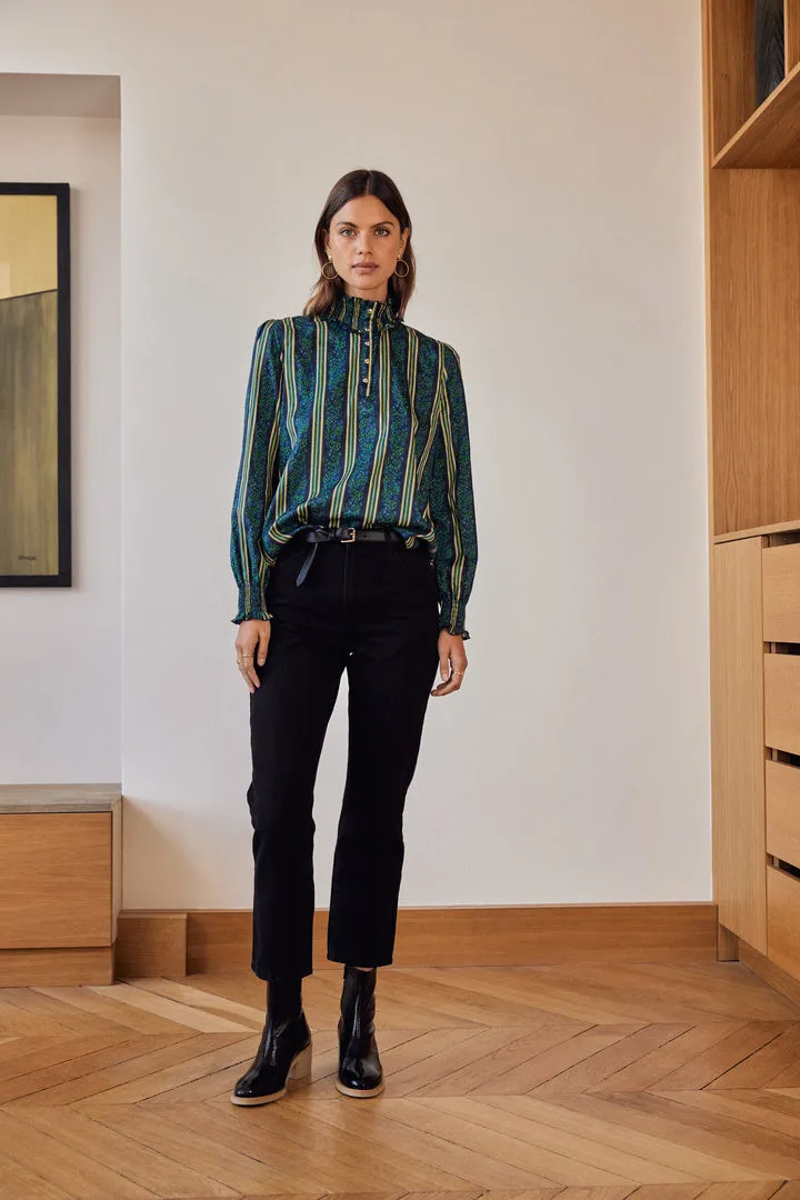 Une Fois blouse with blue bouquet print sold by Balzac Paris product image thumbnail 2