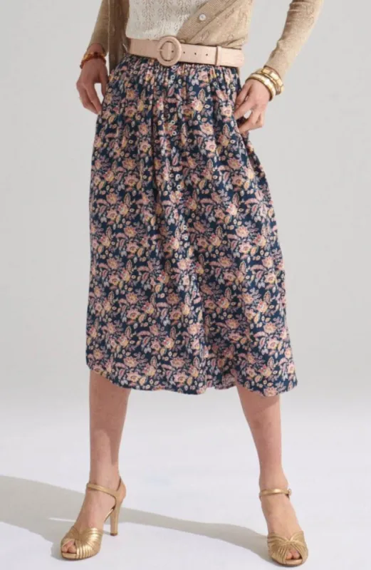 Navy Indian Sally skirt sold by Balzac Paris