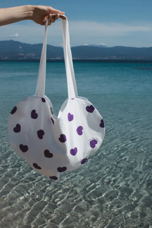 Freesia purple hearts tote bag sold by Balzac Paris