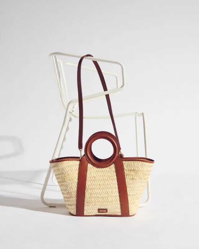 Paulina basket, natural and cognac woven made by Balzac Paris
